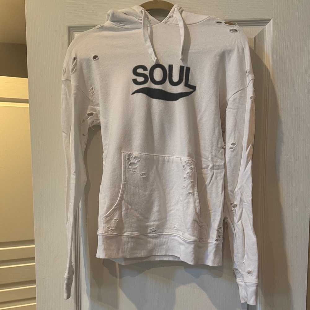White Distressed Hoodie